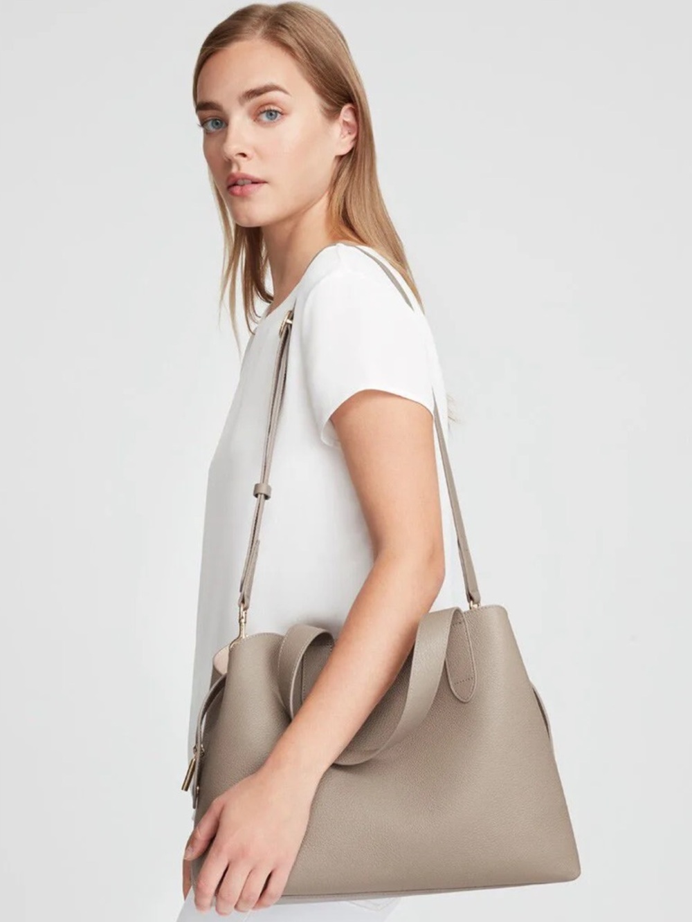Cuyana Zippered Satchel In Taupe